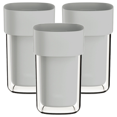 旅行漱口杯 Set 3個, 約束白 質感灰, PP+PS材質, 1組