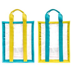 Bagtory HK 百寶袋王 SS35 透明環保PVC袋 2個, 藍黃, 27 x 3 x 33cm