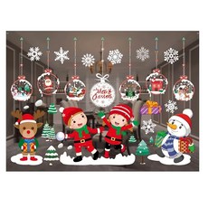 MODACore 摩達客 耶誕 無痕窗貼玻璃貼 2張, 聖誕開心兒童雪人