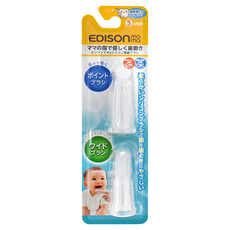 EDISON mama 矽膠超密集指套型乳牙刷 5個月以上, 2入, 1組, 透明色