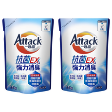 Attack 一匙靈 台灣公司貨 抗菌EX洗衣精 強力消臭 補充包, 1.5kg, 2包