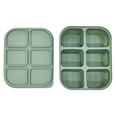 矽膠副食品分裝盒 6格, 100%矽膠，耐熱210度，400ml, 綠色, 1組