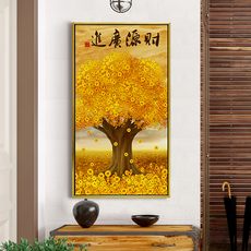 財神小舖 金樹滿財 開運風水畫, 山水聚氣 福祿圓滿, 財源廣進 瑞氣盈門, 文公吉數 進益財至, SPAN-016, 38 x 68cm