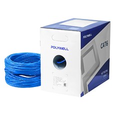 POLYWELL 寶利威爾 CAT6 UTP網路線箱線 PW15-W59-B001, 305m, 藍色, 1盒