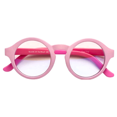 minitutu TPEE高分子彈性鏡框 PC聚碳酸酯鏡片 型號 K-0201L BL, 粉色, 1個, 兒童藍光眼鏡 圓框 7~12歲