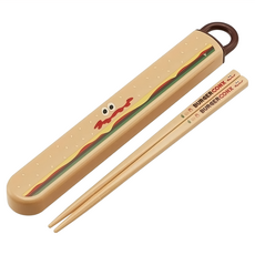 Skater ABS2AMAG 抗菌兒童筷子含收納盒, 筷子16.5cm + 盒子19.5 x 2.7 x 1.5cm, 漢堡, 1組