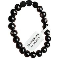 紫蘇輝石 金運石手珠 8.6mm 25公克 1個, 紫黑色