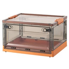 三開收納箱, 51 x 36 x 29.5cm, 粉粉橘 + 透明, 1個