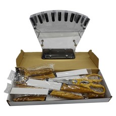 黑鑽不鏽鋼17件刀具組 刀身堅固鋒利 含磨刀器 多功能剪刀 (可開瓶/開核桃) 適用於披薩/起司/吐司/水果/牛排, 1組, 廚師刀 + 吐司刀 + 切片刀 + 萬用刀 + 起司刀 + 拔蕾刀 + 6把牛排刀 + 水果刀 + 多功能剪刀 + 削皮器 + 磨刀器 + 刀具置物架