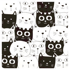 收納王妃 珪藻土杯墊 方, 滿滿貓咪, 1個