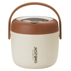 couselect 手提304不鏽鋼雙層便攜保溫便當盒, 12cm, 卡其色, 1L, 1個