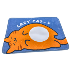 嚕嚕貓 珊瑚絨動物吸水地墊 咕嚕貓, 40 x 60cm, 嚕嚕貓 橘色 + 藍色 + 白色