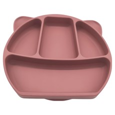矽膠吸盤餐盤 + 防塵蓋, 乾燥玫瑰色, 1組