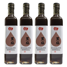 龍宏 黑麻油 100%芝麻油 重焙初榨黑麻油 無添加, 500ml, 4瓶