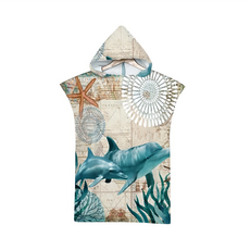 Vanibaby 連帽浴巾衣, 75*110cm, 超細纖維, 吸水/便攜/快乾, 海豚, 1個