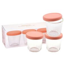 Dailylike Bonbon 幼兒副食品刻度玻璃保鮮罐 3入, 630ml, 珊瑚粉, 1組