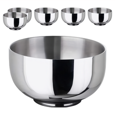 OSAMA 王樣 316不鏽鋼隔熱碗6件組 14cm, 雙層隔熱設計, 適用於烤箱與洗碗機, 1組, 不鏽鋼色