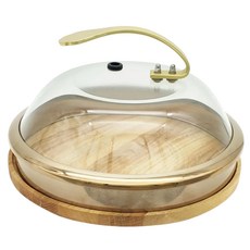 bargogo 煙燻鍋蓋 + 木質複合式餐盤 Set, 強化玻璃 + 鋼 + 木頭, 1組, 283mm