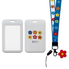 Timo 戀夏花漾卡片吊牌掛繩組, 簡約日系花漾, ABS材質輕量化硬殼設計, 純白色, 1組