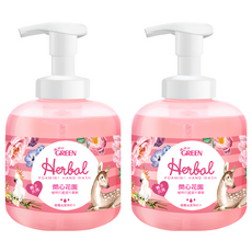 GREEN 綠的 植物抗菌潔手慕斯 開心花園, 植物水潤因子 深層滋潤 溫和清潔 慕斯泡泡, 400ml, 2瓶