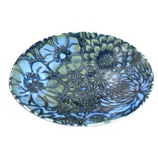 Minoya 美濃燒 藍海松茶釉9皿 - 日本製 陶瓷碗, 22.5 x 4cm, 1個