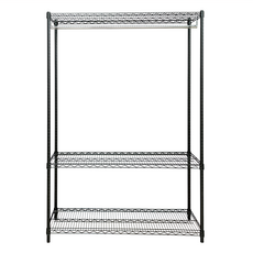 dayneeds 日需百備 荷重型 烤漆三層單桿衣櫥 置物架/掛衣架/收納架/層架/鐵架, 黑色