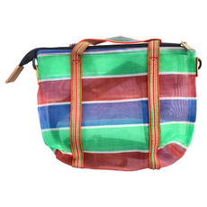 茄芷袋斜背袋 尼龍材質 1個, 27 x 6 x 18cm, 紅色 + 綠色 + 藍色