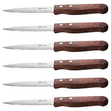 Outset 兩鉚接牛排刀, 木頭色, 6支