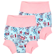 Splash About Happy Nappy 全新3D游泳尿布褲, 防漏, Neoprene 潛水專用皮料, UPF50+防曬, L, 2件