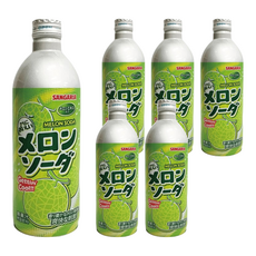 SANGARIA 鋁罐彈珠汽水, 哈密瓜風味, 日本進口, 清爽暢快的好滋味, 500g, 6瓶