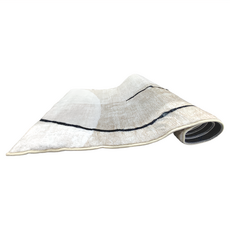 西格傢飾 日式侘寂風仿羊羔絨床邊毯 淺古波斯灰線條, 60 x 160cm, 灰白線條