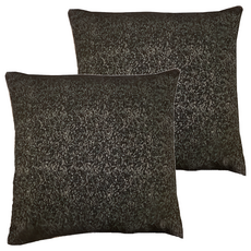 J&N 仿麻編織抱枕 2入 填充棉 100%聚酯纖維 卡通動物型, 黑色