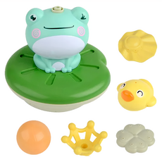 電動噴水洗澡玩具 呱呱呱雜耍團 四種灑水配件, 青蛙, 1組