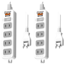 PowerWork 動力工廠 1切4座2P 15A延長線 電源總開關/過載自動斷電, 4.5m, 白色, 2條