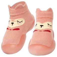 寬頭防滑透氣膠底學步鞋 柔軟鞋底 彈性襪口不易鬆脫, 12.5cm, 高筒愛心粉貓