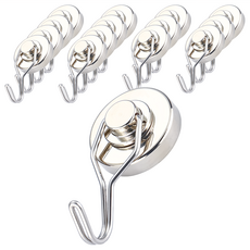 磁鐵掛勾 G20 銀色 15個, 釹鐵硼磁鐵, 不銹鋼材質, 360° 旋轉掛勾