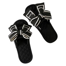 EVER HOUSE 摩登簡約纖細蝴蝶結室內拖鞋, 黑色, 1雙