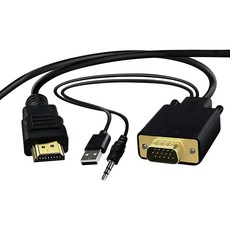 Neon 台灣霓虹 VGA公轉HDMI公+3.5mm音頻 轉接線, 1.8m, 1組