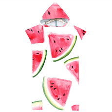 s-sportplus+ 沙灘連帽毛巾衣 速乾吸水 親膚柔軟 海灘度假必備, 西瓜, 1件, 75cm x 140cm