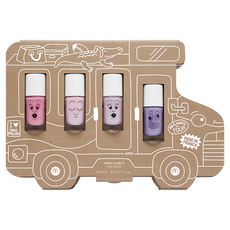 nailmatic KIDS 水漾亮彩指甲油小巴士組 兒童專屬無毒可水洗指甲油, 指甲油8ml x 4瓶, 1組