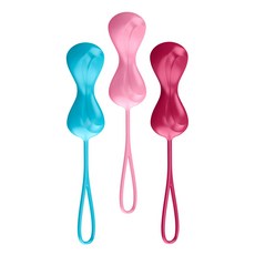 Satisfyer 愉悅新革命 V Balls雙球聰明球 尺寸: 176mm x 34mm x 33mm 材質: 矽膠, 藍色 + 粉色 + 紅色, 1組