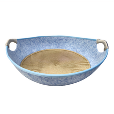 OUTSY 透氣舒眠羊毛氈四季通用大碗型貓窩 附可分離地墊, 藍色, 1個