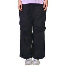 KZM 休閒寬褲, 黑色 柔軟舒適 30支高密度紗線 Bio Washing生物水洗處理 腰部鬆緊帶設計, S