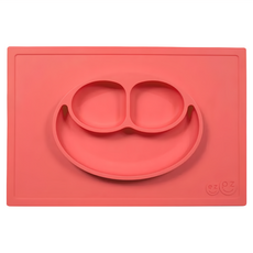 ezpz 快樂餐盤 Happy Mat 餐盤, 38 x 25 x 2.54cm, 珊瑚紅, 1個