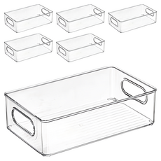 可疊加透明抽屜收納盒 Set, PET材質, 27 x 16 x 7.5cm, 透明, 6個