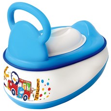 PUKU 企鵝 5合1多功能便器 適用多種階段孩童 防滑底座 可拆式輔助握把 乾淨防臭上蓋, 藍色, 1個