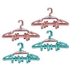 MIKA HOUSE 橘之屋 淑女衣架 附速乾透氣夾 掛勾可360度旋轉, 粉 + 藍, 2組