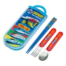 Skater 銀離子兒童餐具三件組, 湯匙 + 叉子 + 筷子 + 收納盒, 鐵道王國, 1組