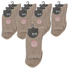 D&G BEAUTY 女款直條暗紋3/4襪 台灣製造 66.3%棉, 麻卡其色, F