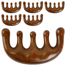 QIDINA 多功能經絡按摩梳 圓潤齒 厚實梳背, 6支, 檀木